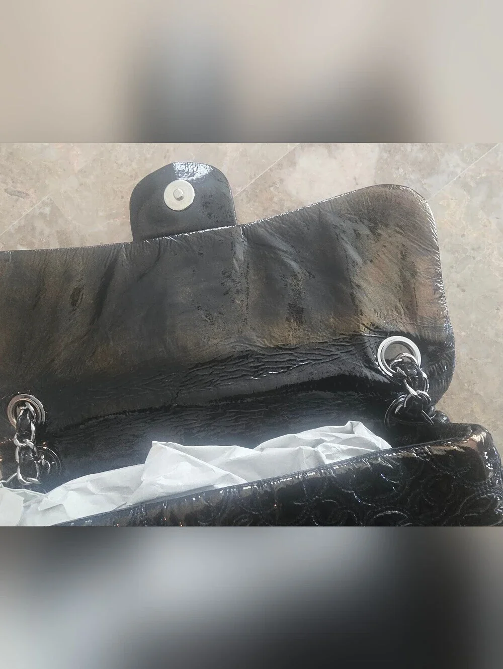 CHANEL "Rock In Moscow" Patent Vinyl Flap Bag - Picture 11 of 11